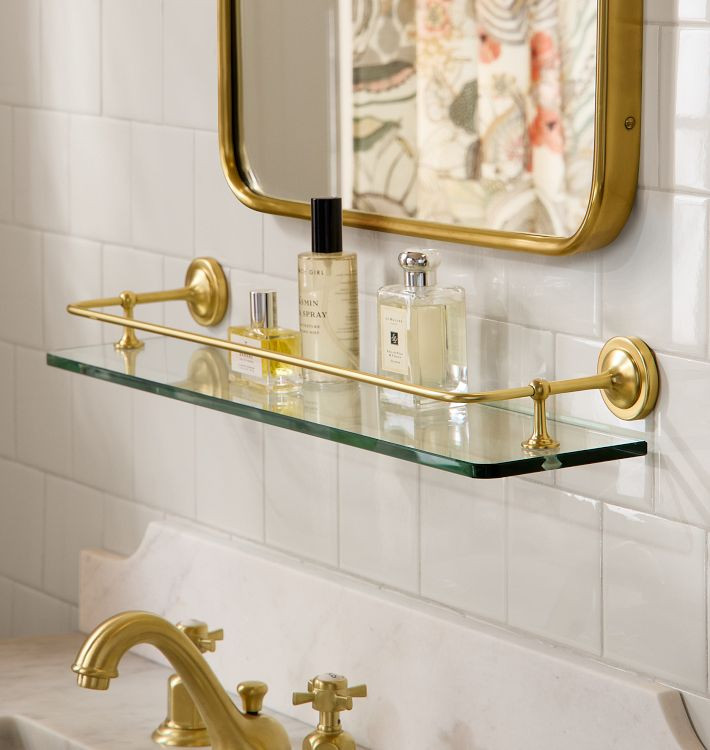 Glass Shelf with Gallery Rail, 24" | Rejuvenation