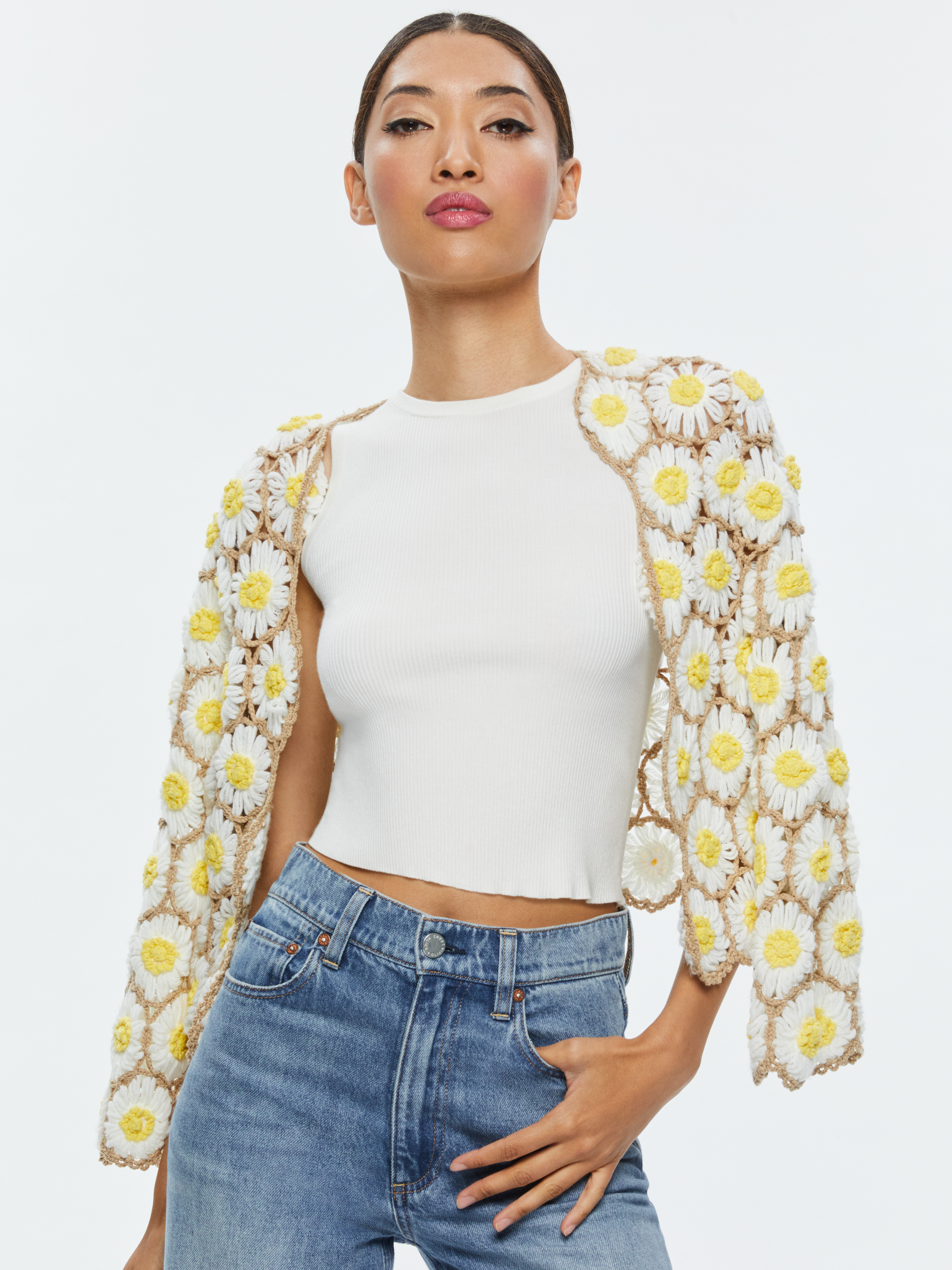 alice + olivia ANDERSON DAISY CROCHET CARDIGAN | Alice + Olivia