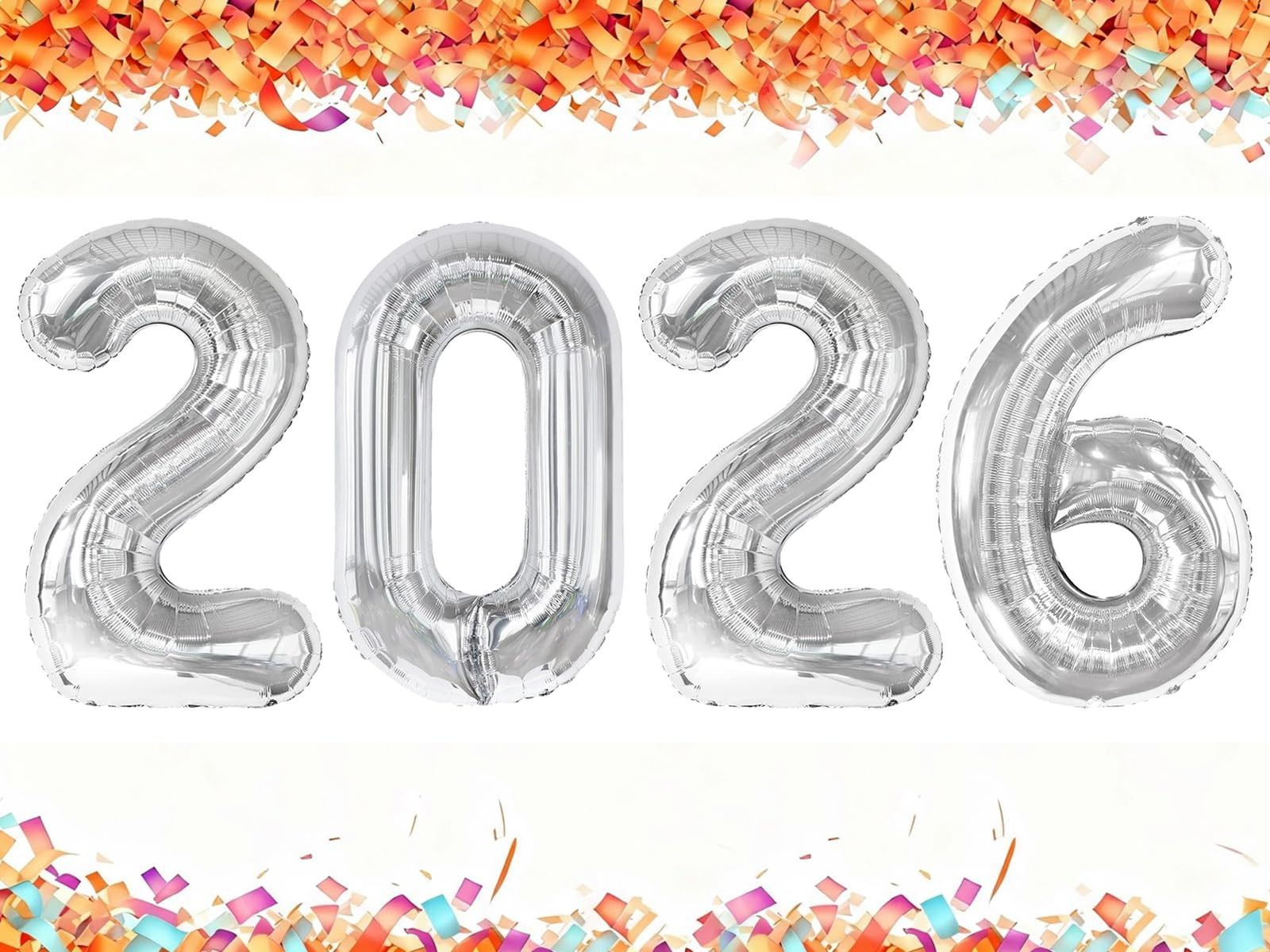 Silver 2026 Number Balloon, 40 Inch 2026 New Years Decorations, 2026 Balloons Numbers for New Yea... | Amazon (US)
