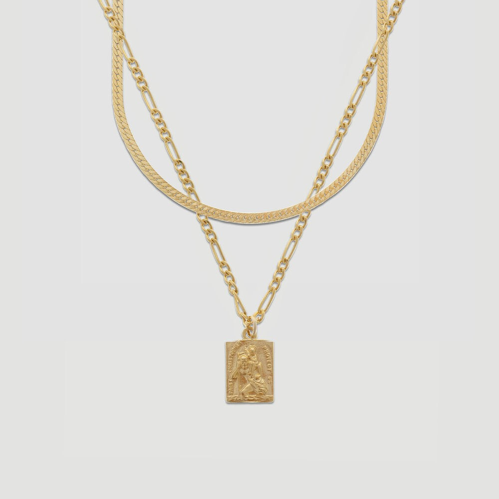 herringbone + st. christopher layering set | Cuffed by Nano