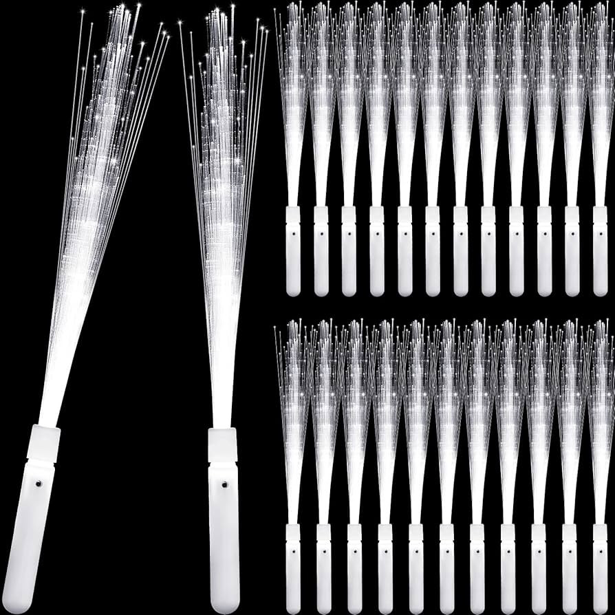 120 Pcs Fiber Optic Wand LED White Glow Sticks for Wedding, Fairy Party Supplies LED Glow Wand Li... | Amazon (US)