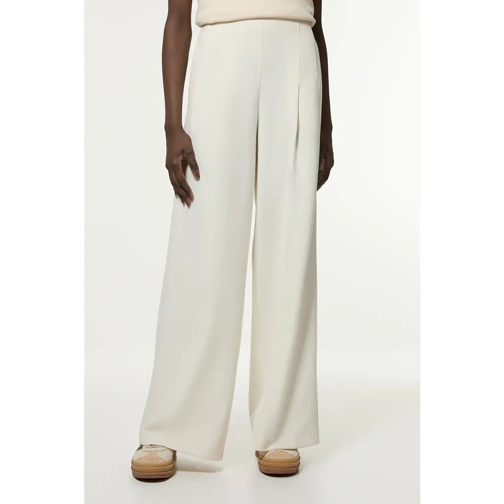 Karen Millen Essential Wide Leg Tailored Trouser in Ivory at Nordstrom, Size 10 | Nordstrom