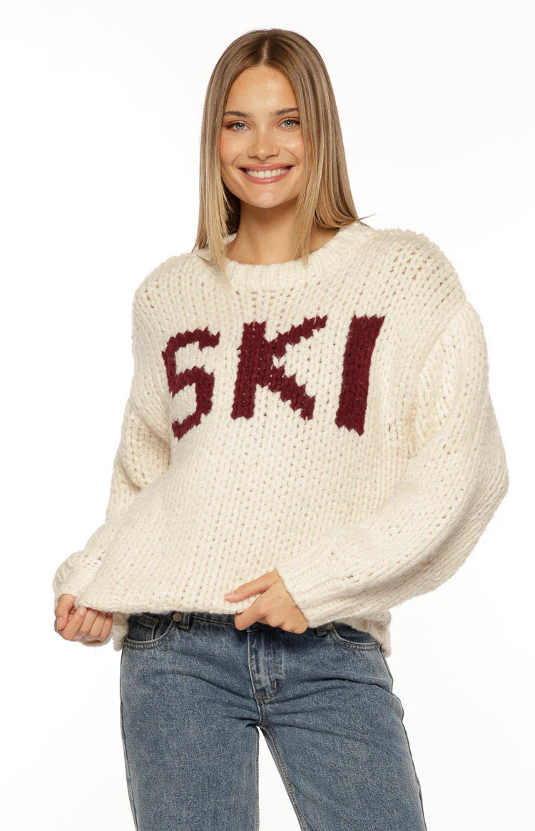 Jasmine Cream Jacquard Chunky Knit Sweater | Beginning Boutique | Beginning Boutique (US)