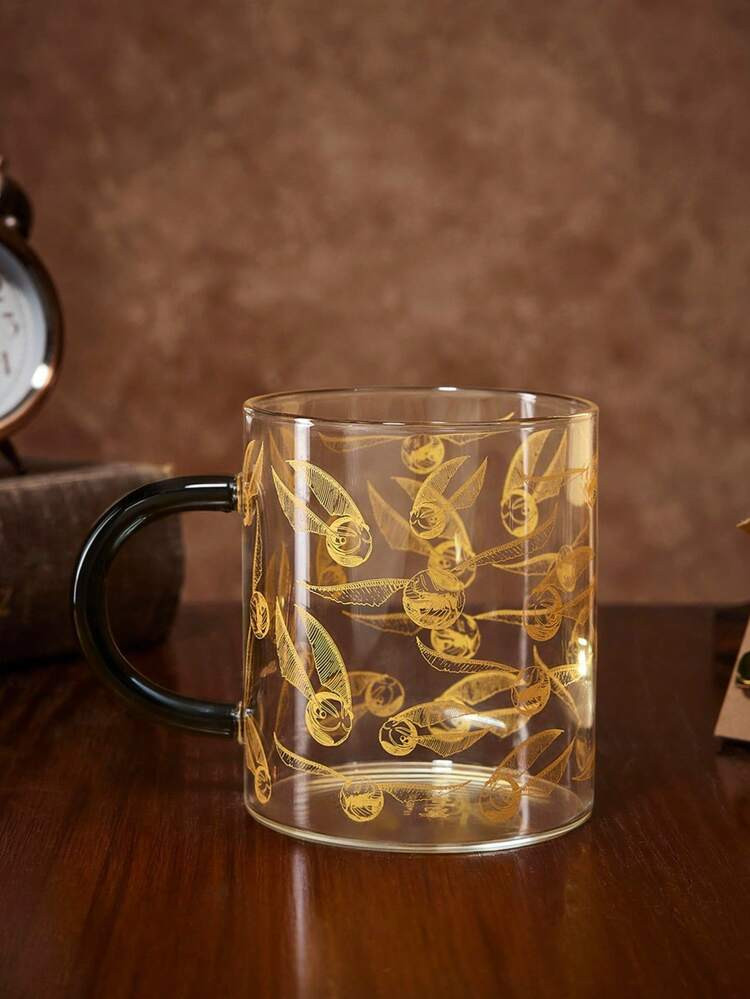 HARRY POTTER X SHEIN 1 Pc 18.6 Oz/550 Ml Golden Snitch Pattern Printed High Borosilicate Glass Mug, Cold & Heat Resistant, Suitable For Milk, Juice, Coffee,,Back To School | SHEIN