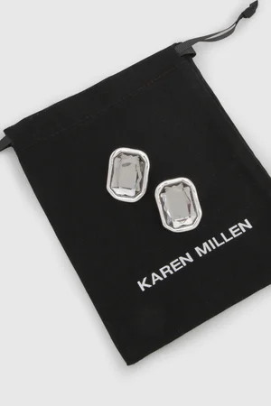 Crystal Look Oval Stud Earrings | Karen Millen UK + IE + DE + NL