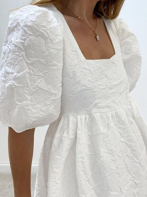 Felicity Volume Bow Tie Dress | White | Vita Grace