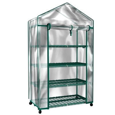 Nature Spring Greenhouse With 4 Shelves, PVC Cover, and Removable Locking Wheels - 19.3" x 63.3" | Target