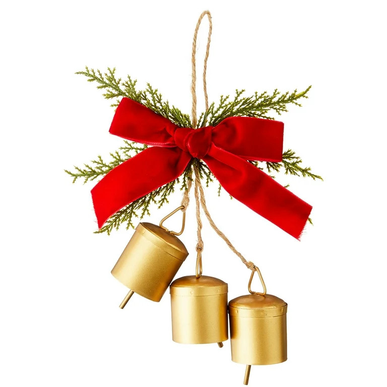 Gold Bells with Bow Christmas Ornament, 9", by Holiday Time | Walmart (US)