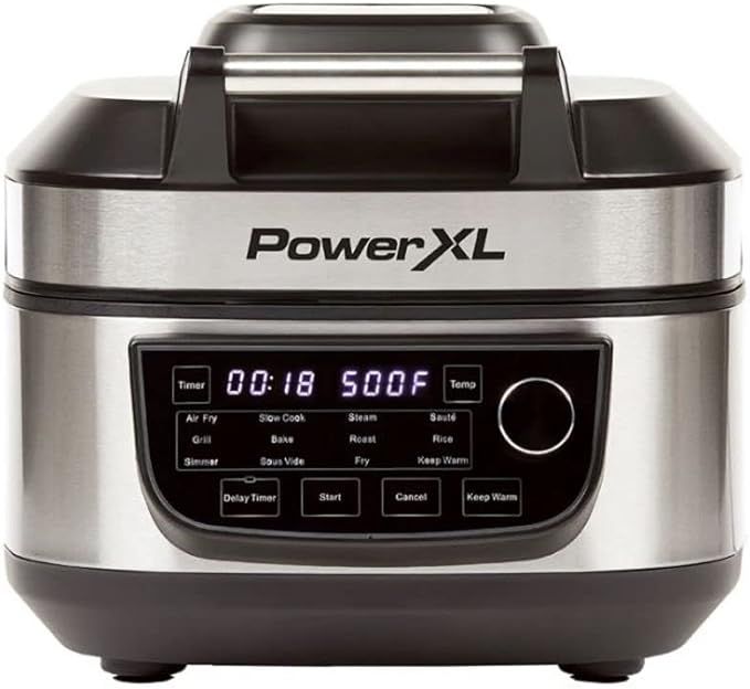 PowerXL Grill Air Fryer Combo 6 QT 12-in-1 Indoor Slow Cooker, Roast, Bake, 1550-Watts, Stainless... | Amazon (US)