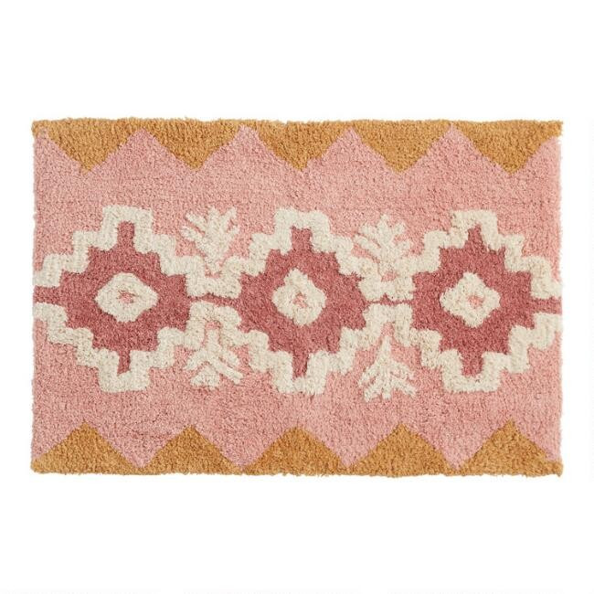 Blush and Mustard Southwestern Tufted Bath Mat | World Market