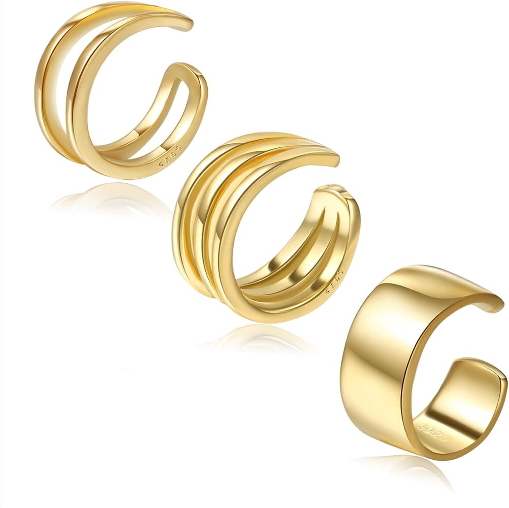 CHIC & ARTSY Cuff Earrings 925 Sterling Silver Ear Cuff Earrings Non-Piercing Fake Helix Cartilag... | Amazon (US)