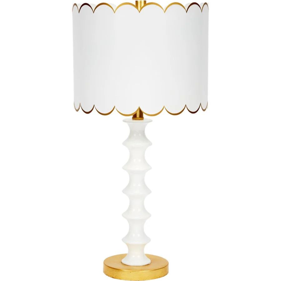 Lucy Gloss & Gold Table Lamp with Scalloped Metal Shade | Dashing Trappings