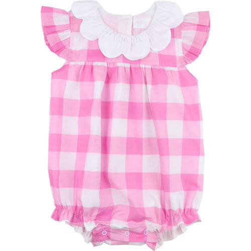 Pink Check Scalloped Collar Bubble | Cecil and Lou