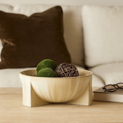 Elegant Ceramic Decorative Bowl for Coffee Table - Modern Centerpiece Table Decorations and Table Decor Bowl for Home Decor Accents -6", Tan & Ivory | Target