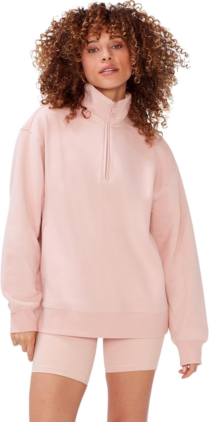 KUT & SO Oversized Quarter Zip Sweatshirt Fleece ¼ Zip Pullover Sweater for Women | Amazon (US)