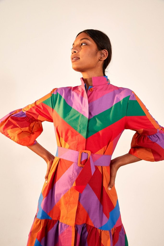 amanda stripes mini dress | FarmRio (US)