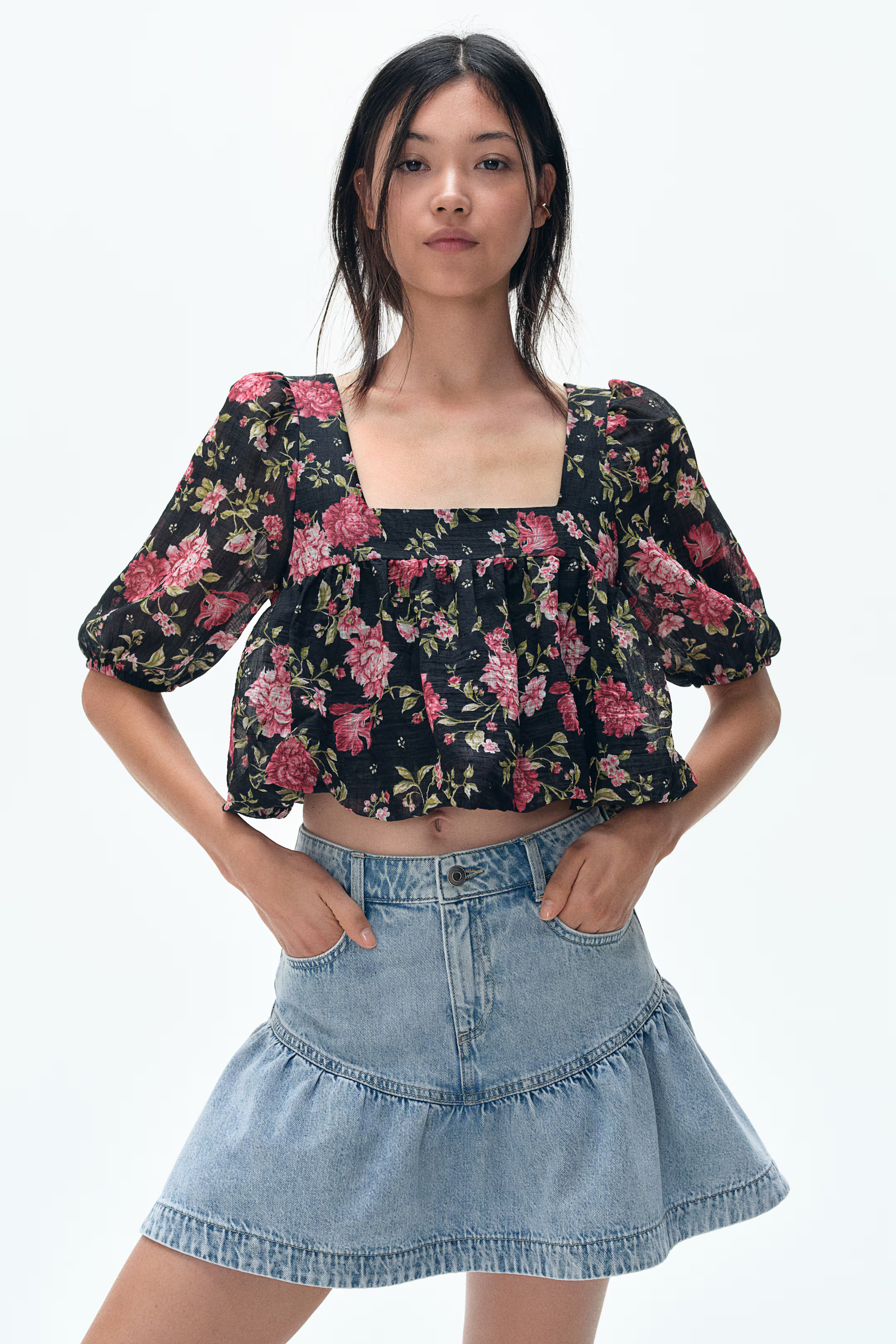 Denim Skirt with Peplum | H&M (US + CA)
