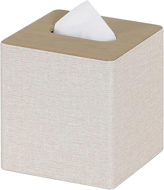 GOLRANLYE Tissue Box Cover Square PU Leather Facial Tissue Box Holder for Dresser Bathroom Decor ... | Amazon (US)