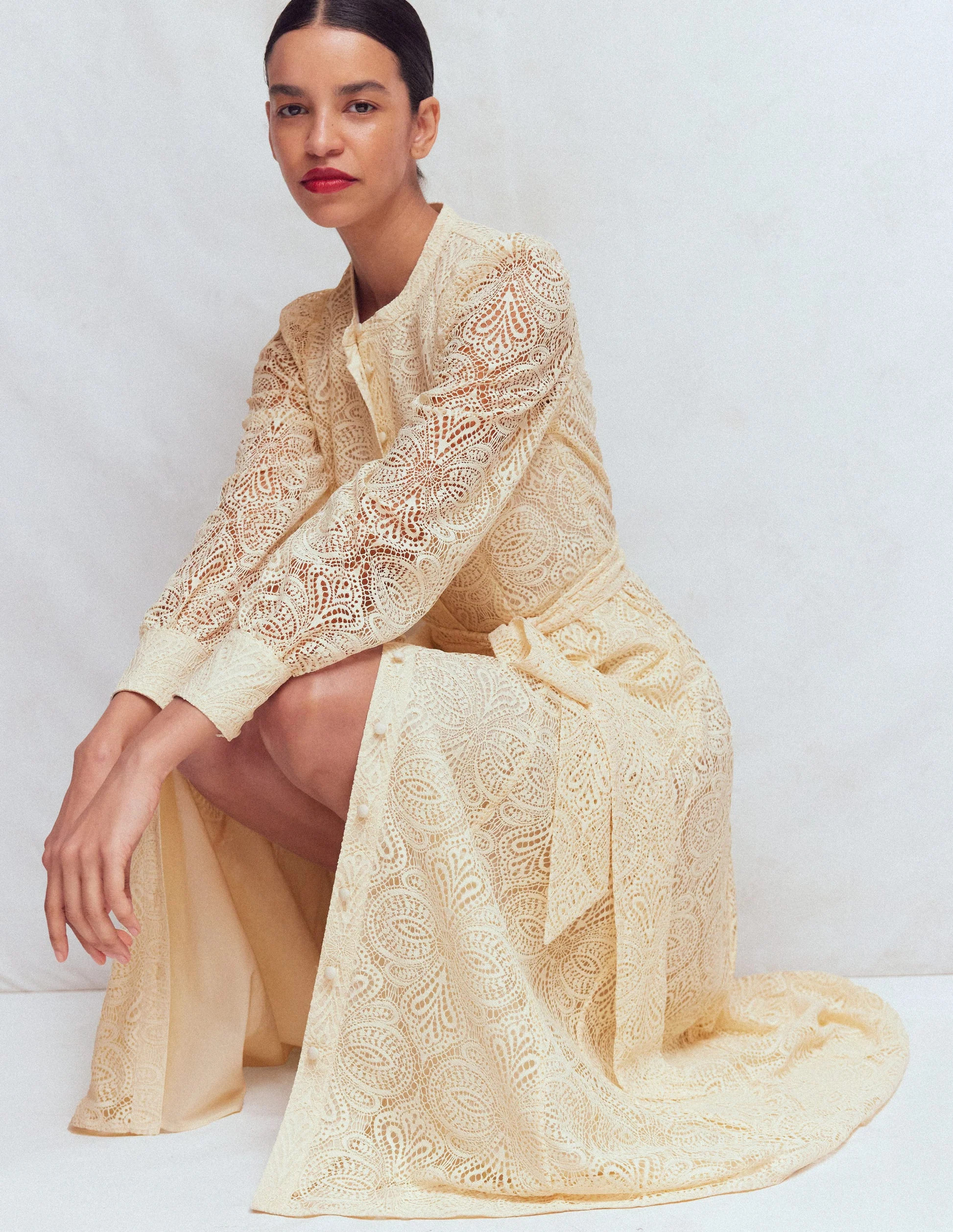 Blouson Sleeve Lace Dress-Ivory Lace | Boden UK