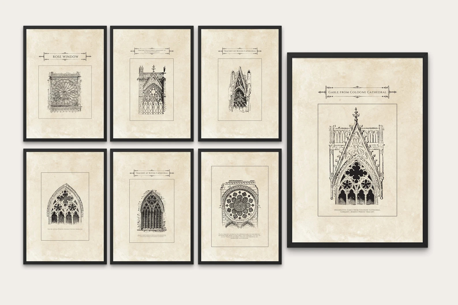 Gothic Cathedral Tracery Architectural Poster Set Tracery Interior Vintage Engraving Collection C... | Etsy (US)