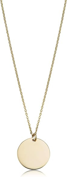 Kooljewelry 14k Yellow, White or Rose Gold 10 mm Round Disc Necklace (adjusts to 17 or 18 inch) | Amazon (US)