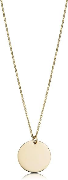 Kooljewelry 14k Yellow, White or Rose Gold 10 mm Round Disc Necklace (adjusts to 17 or 18 inch) | Amazon (US)