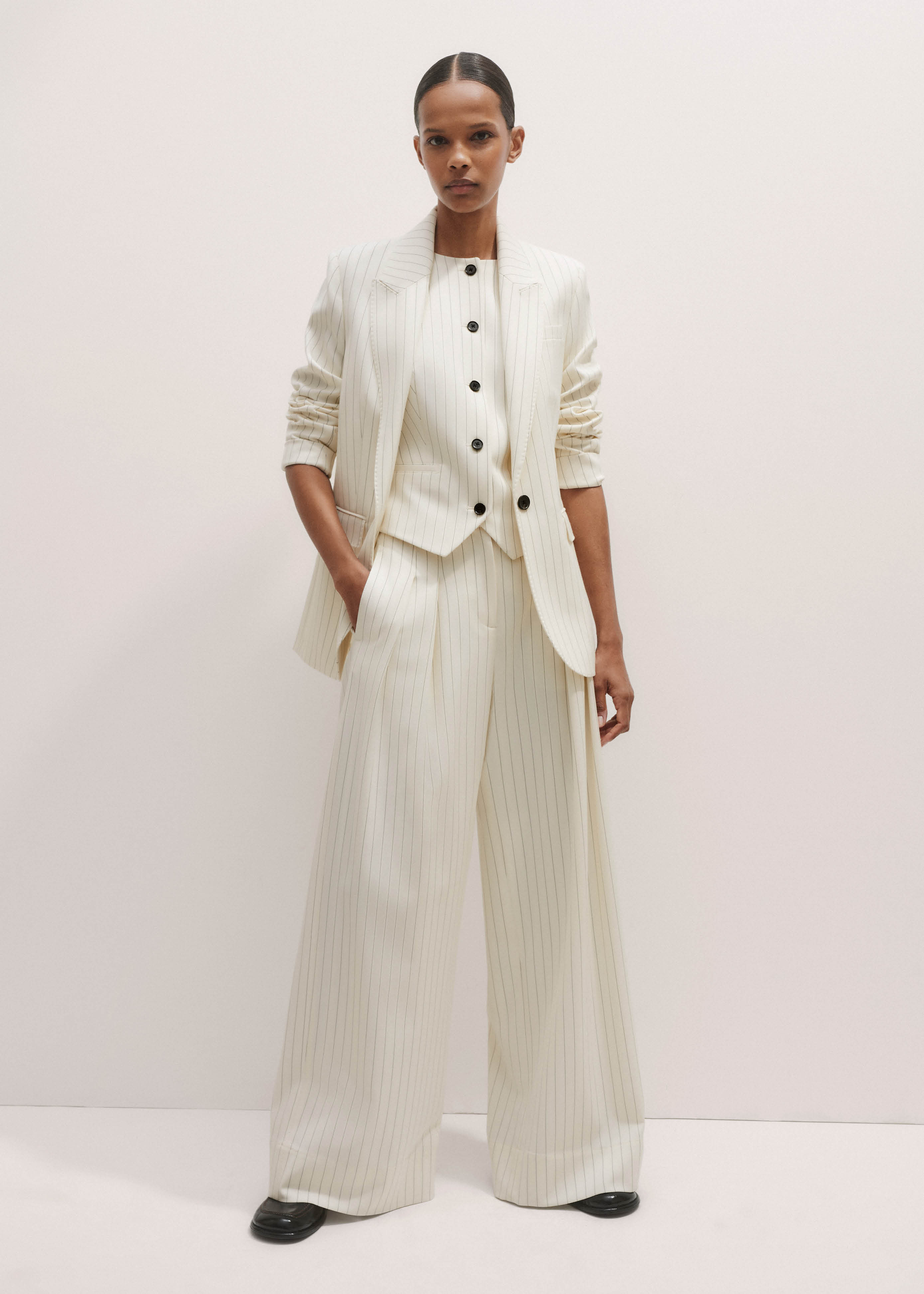 Pinstripe Wide-Leg Trouser Three-Piece Suit | ME+EM US