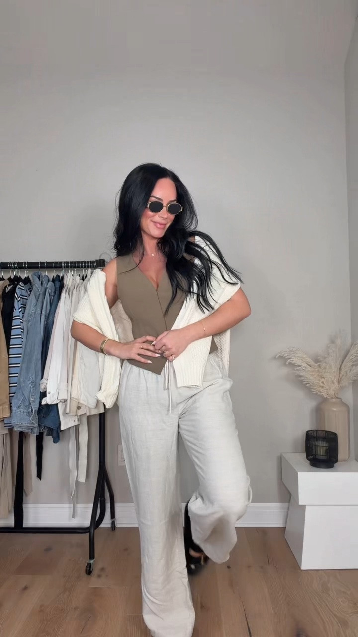Neutral chic spring outfit ￼🤍I will have it linked on my LTK.


My sizing 5’7, 145lbs, 32dd
I’m wearing a size 6 top, size small sweater & pants 

@Aritzia

#LTKgrwm #LTKootd #LTKU