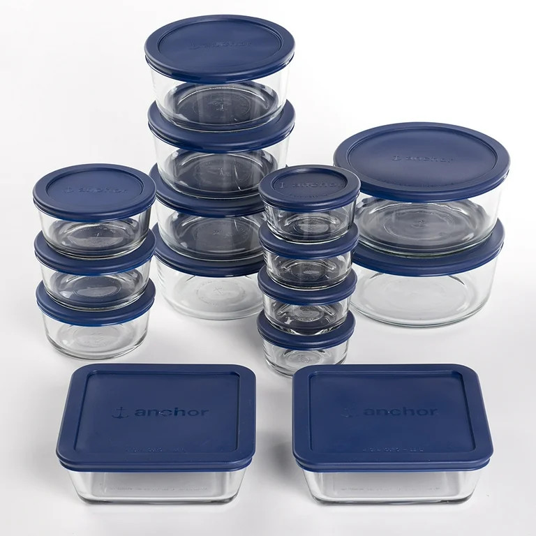 Anchor Hocking Glass Food Storage Containers with Lids, 30 Piece Set | Walmart (US)
