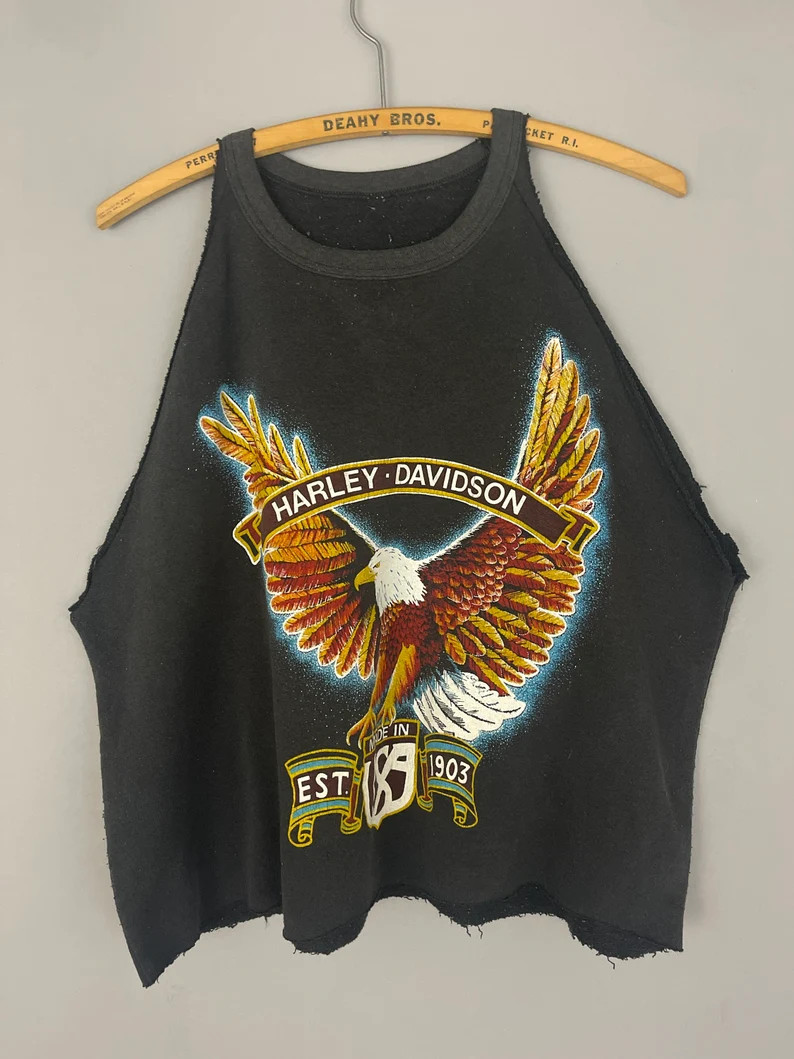 Vintage Harley Davidson motorcycle tank top, “Made in USA” muscle tee, distressed, sweatshirt... | Etsy (US)