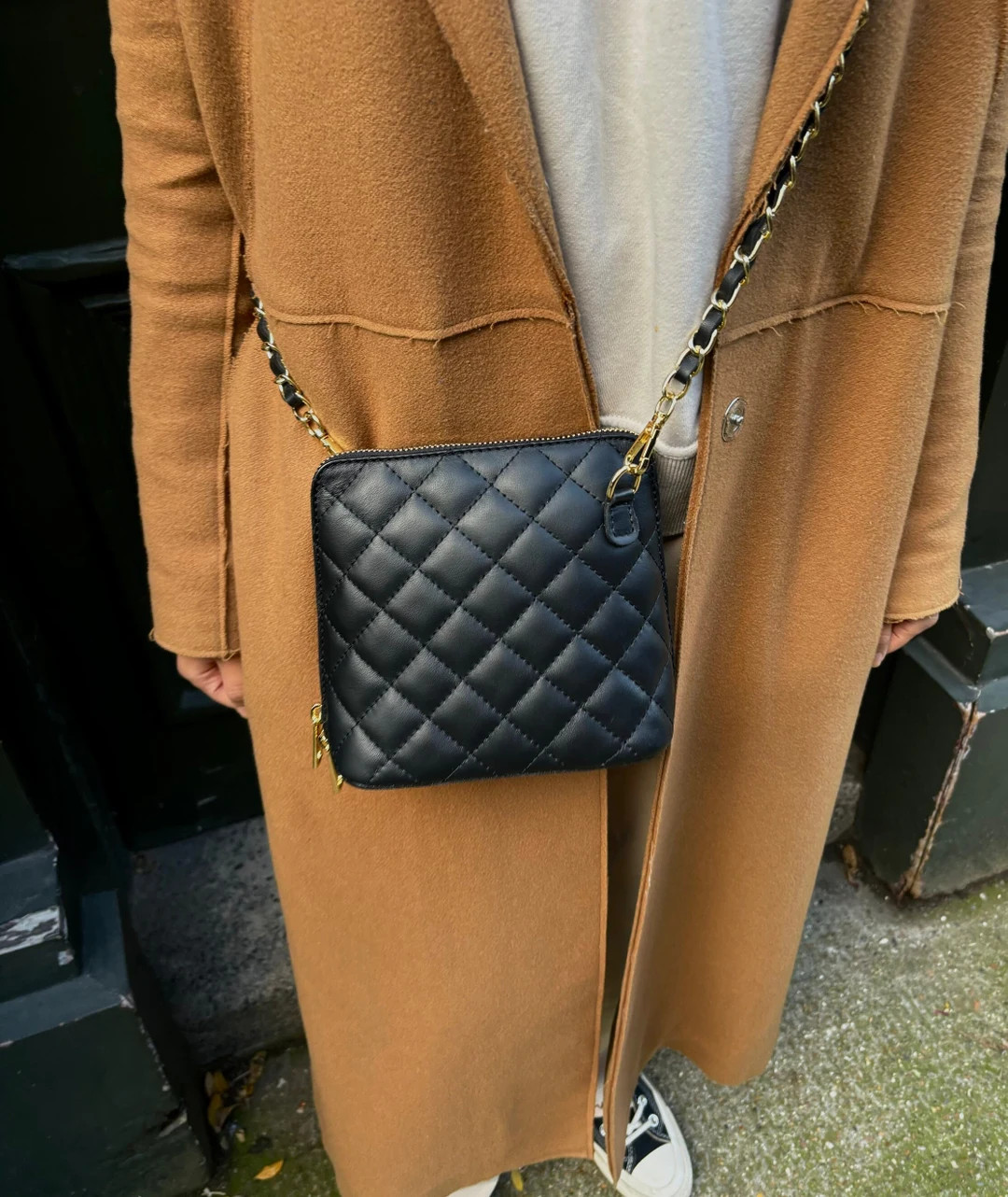 Small Black Genuine Italian Leather Handbag With Detachable Straps Handmade Leather Crossbody Bag... | Etsy (US)