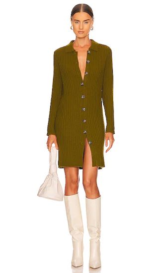 Button Down Mini Sweater Dress in Fir | Revolve Clothing (Global)