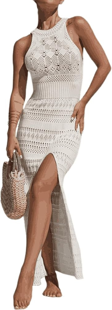 HYTENSUN Women Swimsuit Crochet Swim Cover Up 2025 Summer Bathing Suit Swimwear Mesh Knit Beach D... | Amazon (CA)