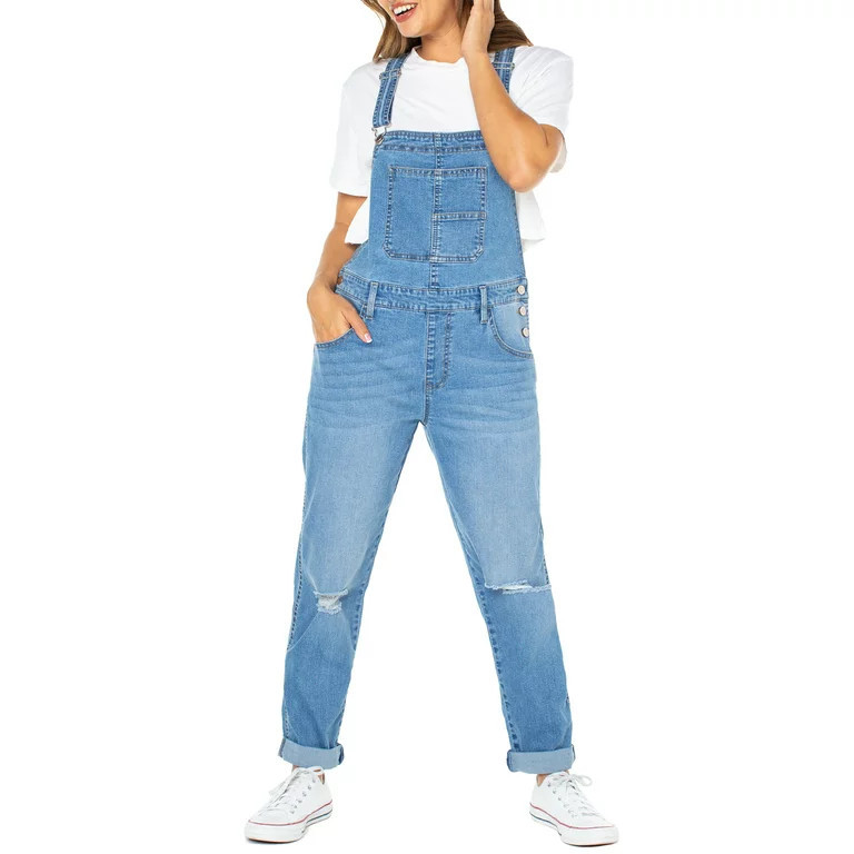 Celebrity Pink Juniors' Destructed Denim Overalls, Sizes XS-XXXL | Walmart (US)