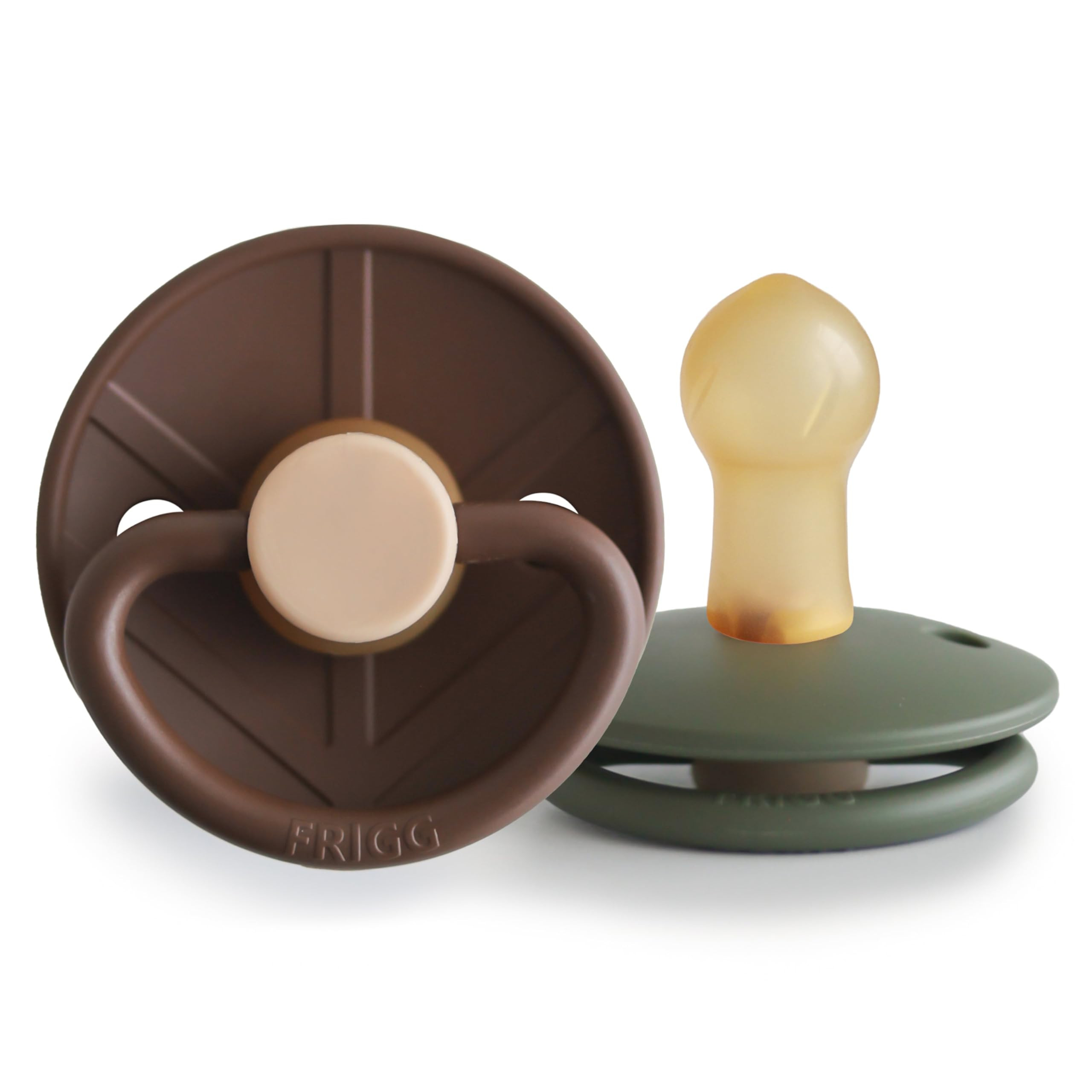 FRIGG Little Viking Natural Rubber Baby Pacifier 2-Pack | Made in Denmark | BPA-Free (Cocoa/Olive... | Amazon (US)