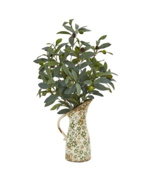 Nearly Natural 23" Olive Artificial Plant in Vase in Floral Pitcher | Macys (US)