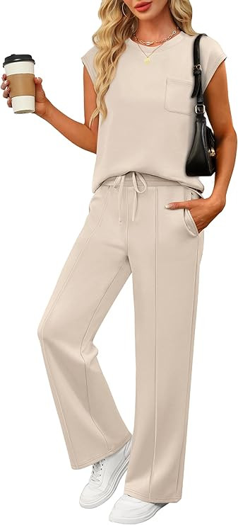 ANRABESS Two Piece Sets for Women 2026 Summer Travel Vacation Outfits Sleeveless Lounge Set Match... | Amazon (US)