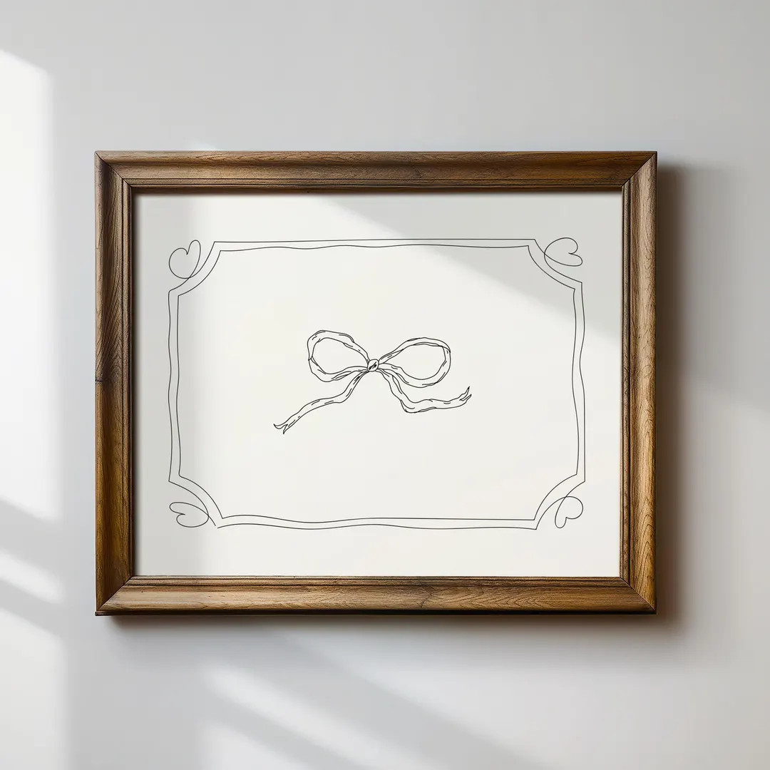 Minimalist Black Bow Print: Vintage Cottagecore Wall Art, Digital Download, Art Print, Gift Idea,... | Etsy (US)