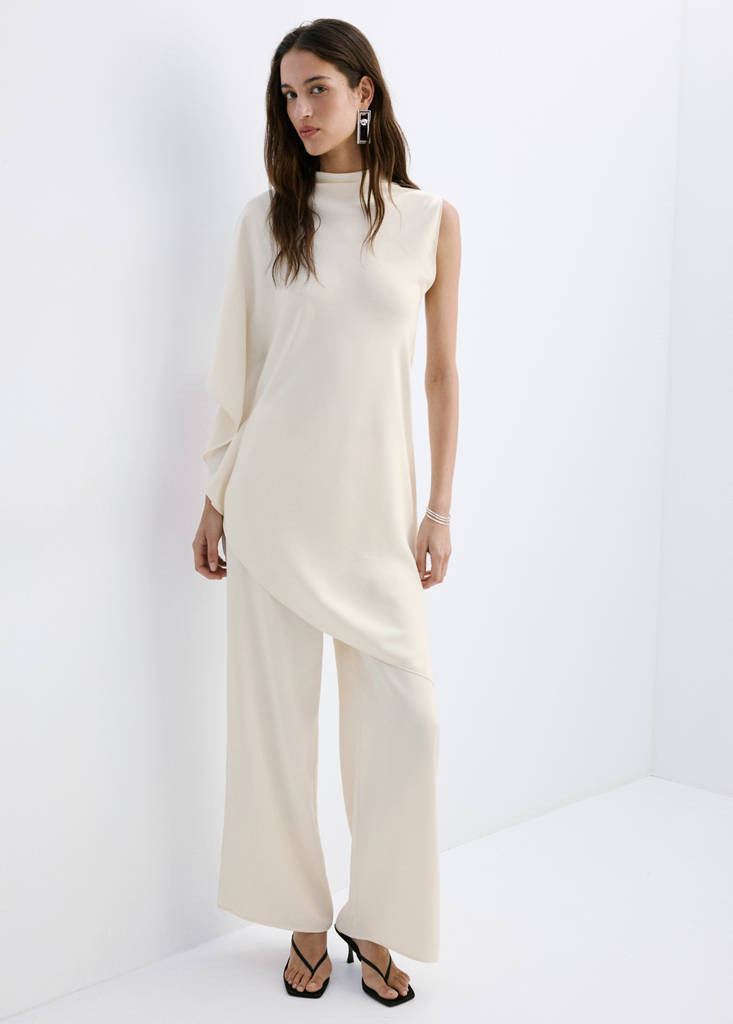 Satin straight-fit pants ecru - Woman - M - MANGO | Mango (US/MX/AU)
