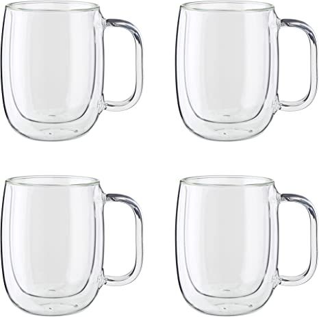 ZWILLING Sorrento Plus 4-pc Double Wall Glass Coffee Mugs, Insulated Coffee Mug, Clear | Amazon (US)