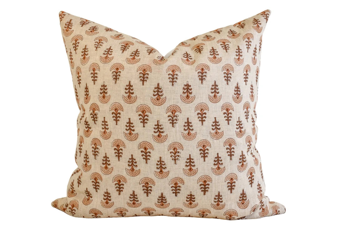 Indian Block Print Pillow Cover Rust, Tan, Earth - Etsy | Etsy (US)