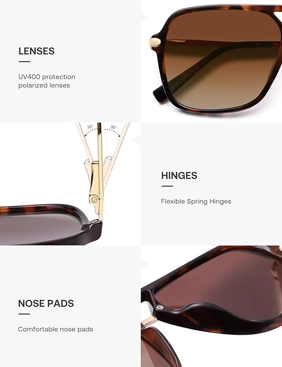 SOJOS Sunglasses for Women & Men, Square, Retro, Polarized Lens, Trendy Aviator, 90s Shades | Amazon (US)