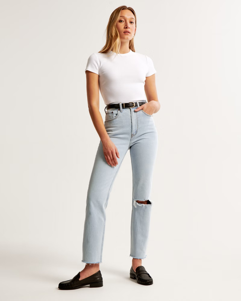 Ultra High Rise Ankle Straight Jean | Abercrombie & Fitch (US)