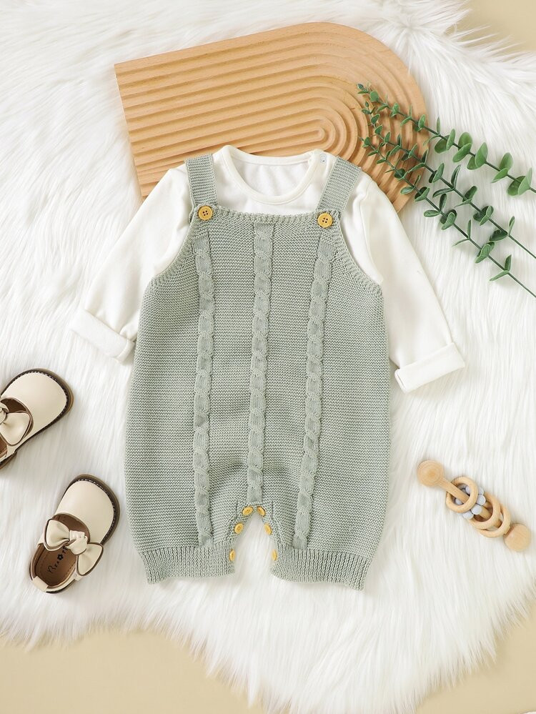 Baby 1pc Cable Knit Romper | SHEIN