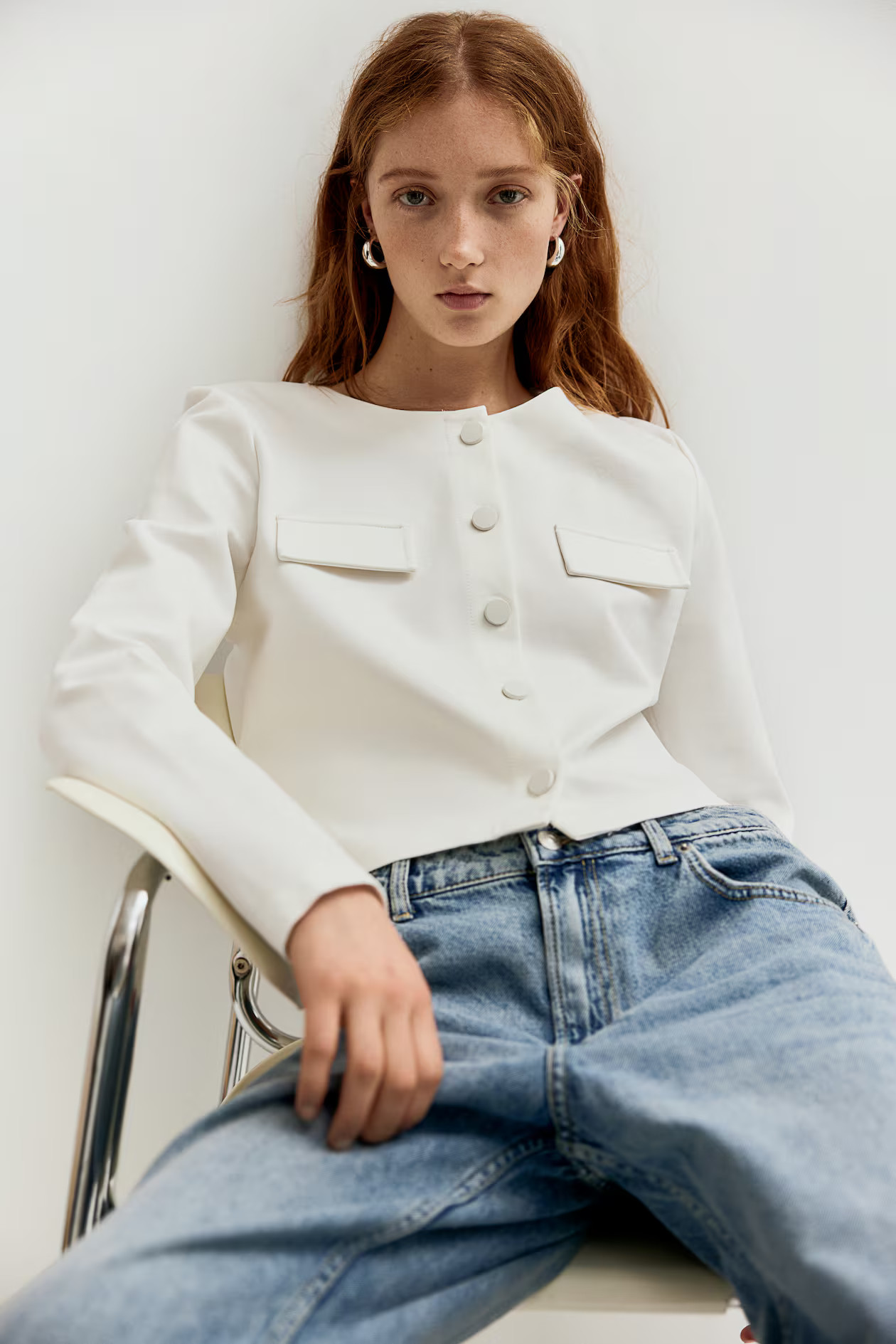 Pocket-detail jersey cardigan - Cream - Ladies | H&M GB | H&M (UK, MY, IN, SG, PH, TW, HK)