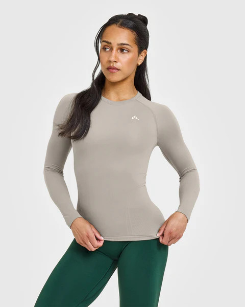 Go To Seamless Fitted Long Sleeve Top 
 Warm Sand | Oner Active (UK / US)