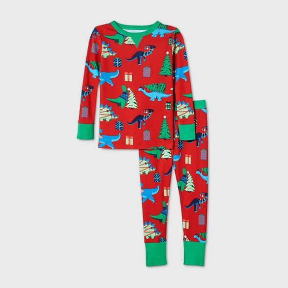 Toddler Holiday Dinosaur Print Matching Family Pajama Set - Wondershop™ Red | Target