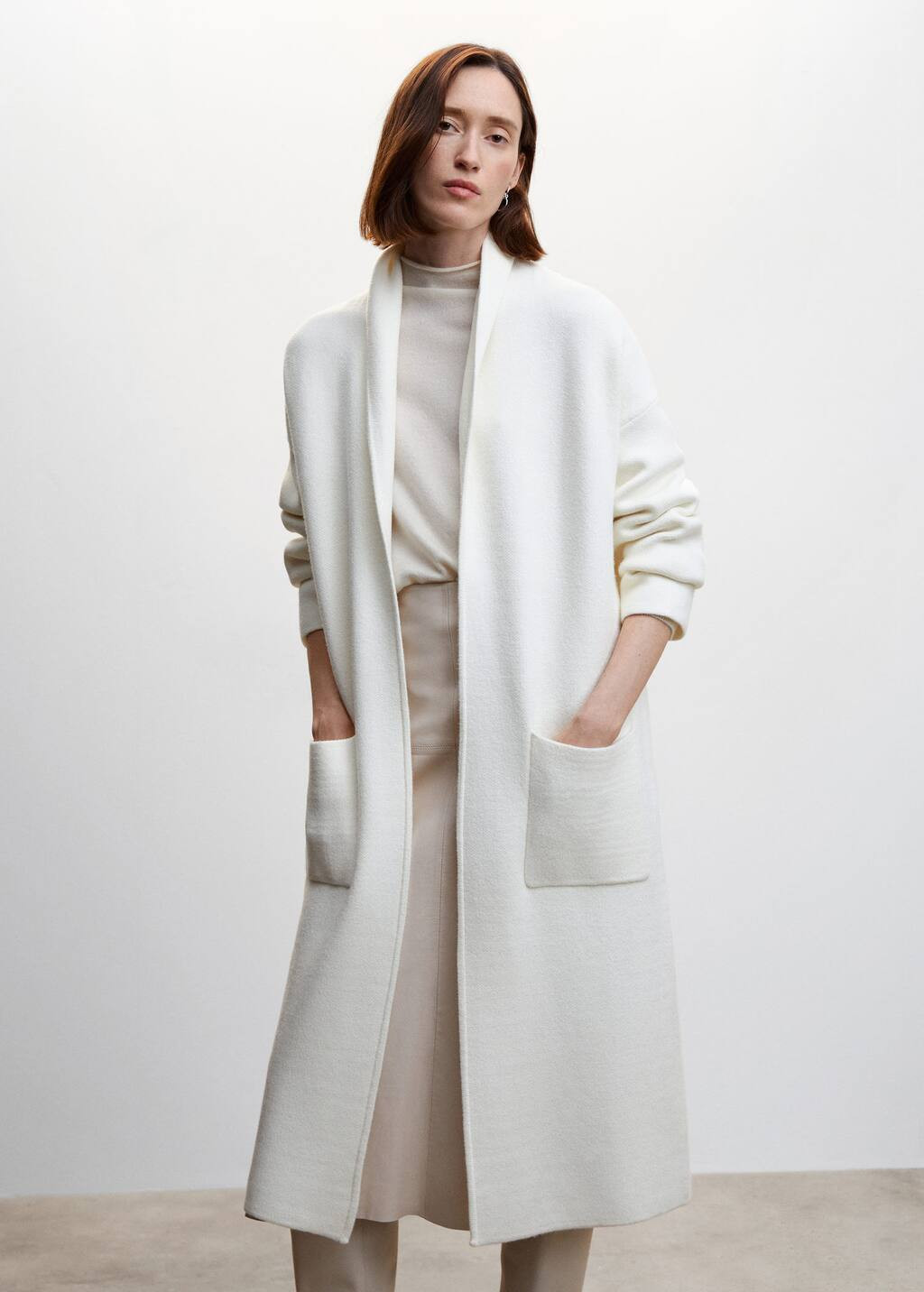 Oversized knitted coat with pockets | MANGO (US)
