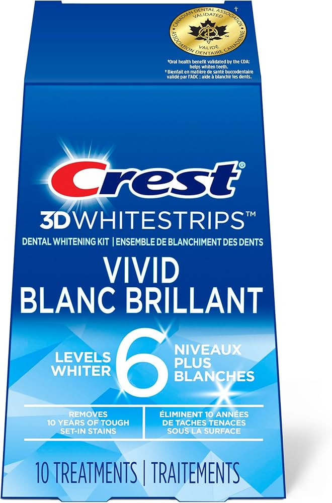 Crest 3D White Teeth Whitening Kit Whitestrips Classic Vivid 10 Treatments, 20 Individual Strips | Amazon (CA)