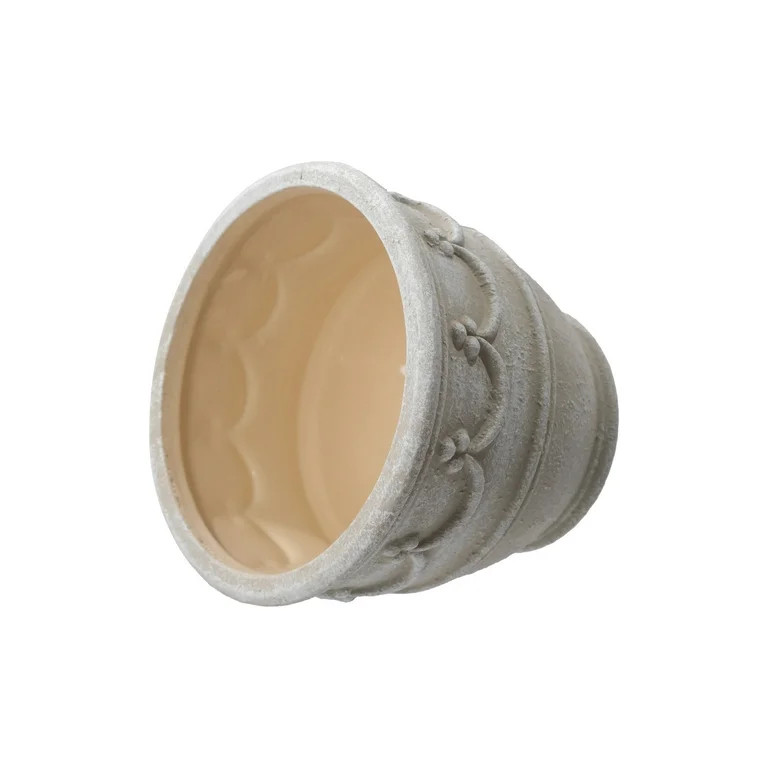 My Texas House Ceramic 8" Retro Planter, Wave Embossed, Cream | Walmart (US)